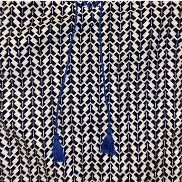 J Crew Embroidered Pri Ted Cotton Tank Top with Tie Tassel Size 00 - Picture 8 of 8